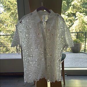 Chico's White Lace Short Sleeve Top